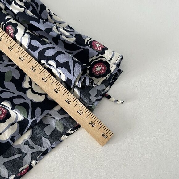 Ann Taylor Loft Floral Dress Womens Large Blue Rayon Ruffle Sleeveless Tie Waist - Picture 9 of 9